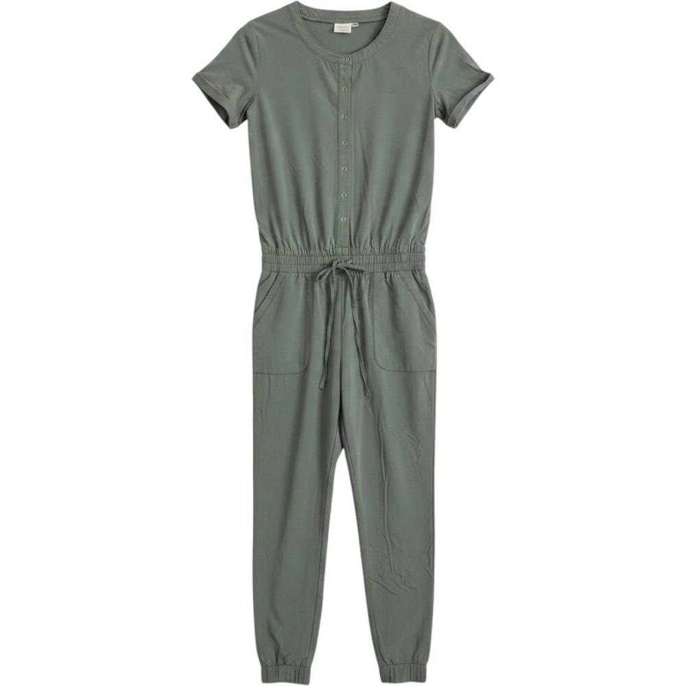 Love Olive Co Women XS Sage Green Short Sleeve Button Front Utility Jumpsuit